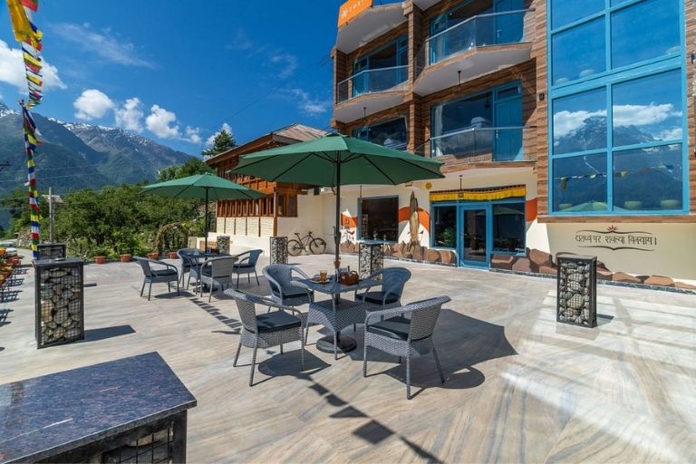 Zostel Kalpa accommodation with beautiful mountain scenery