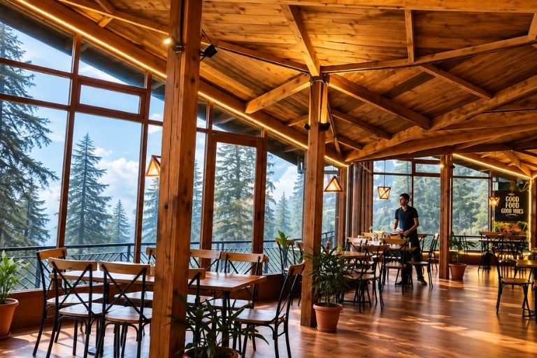 Cafe Under Tree outdoor dining area in Himachal Pradesh