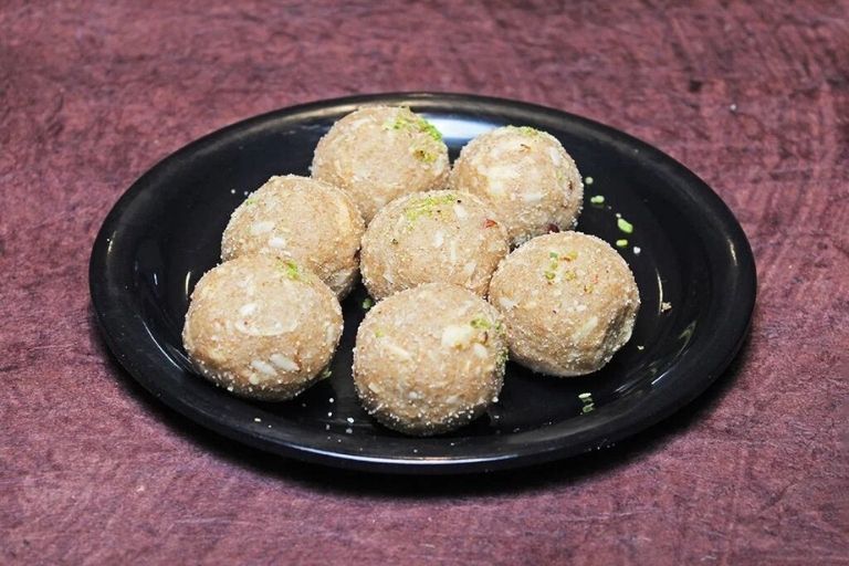 Fresh assorted sweets on display at Dayal Sweets