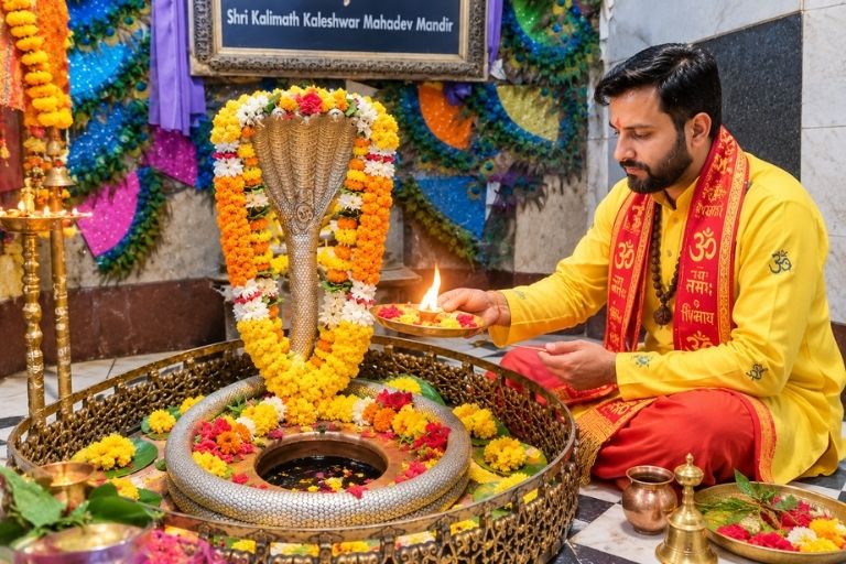 Acharya Mukesh Kumar Sharma conducting sacred havan rituals