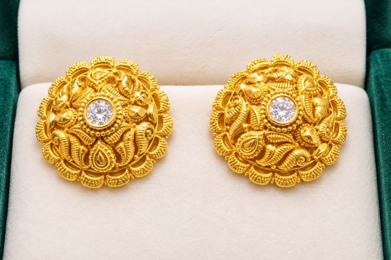 Beautiful gold necklaces and earrings at A.D Jewellers
