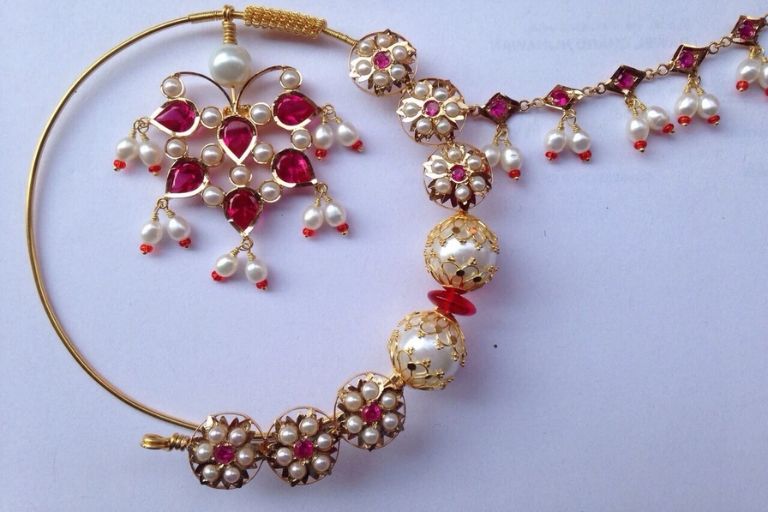 Beautiful gold necklaces and earrings at Durga Jewellers
