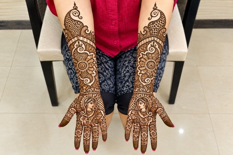 Beautiful wedding mehndi by Chander Mehendi Art
