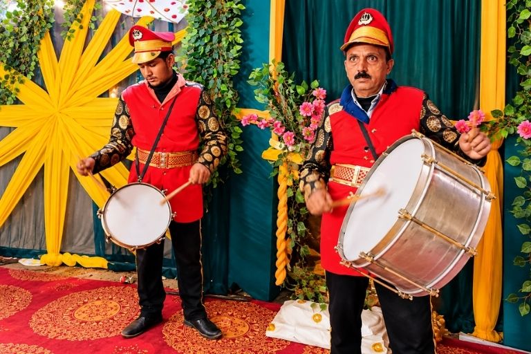 Shahbaj Bras Band performing at traditional wedding celebrations